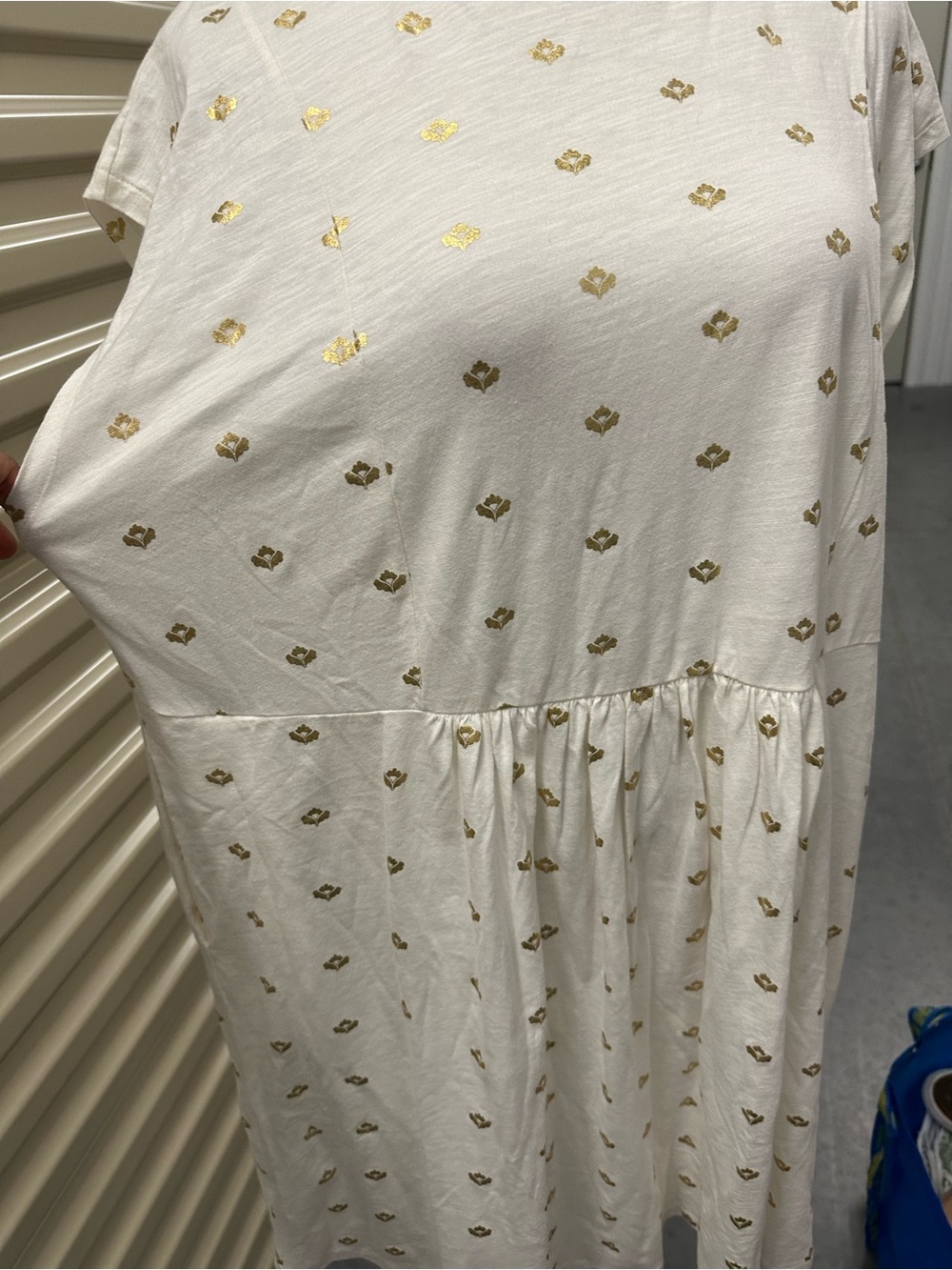 Boden Cream Midi Dress with Gold Foil Accents - Picture 2 of 6